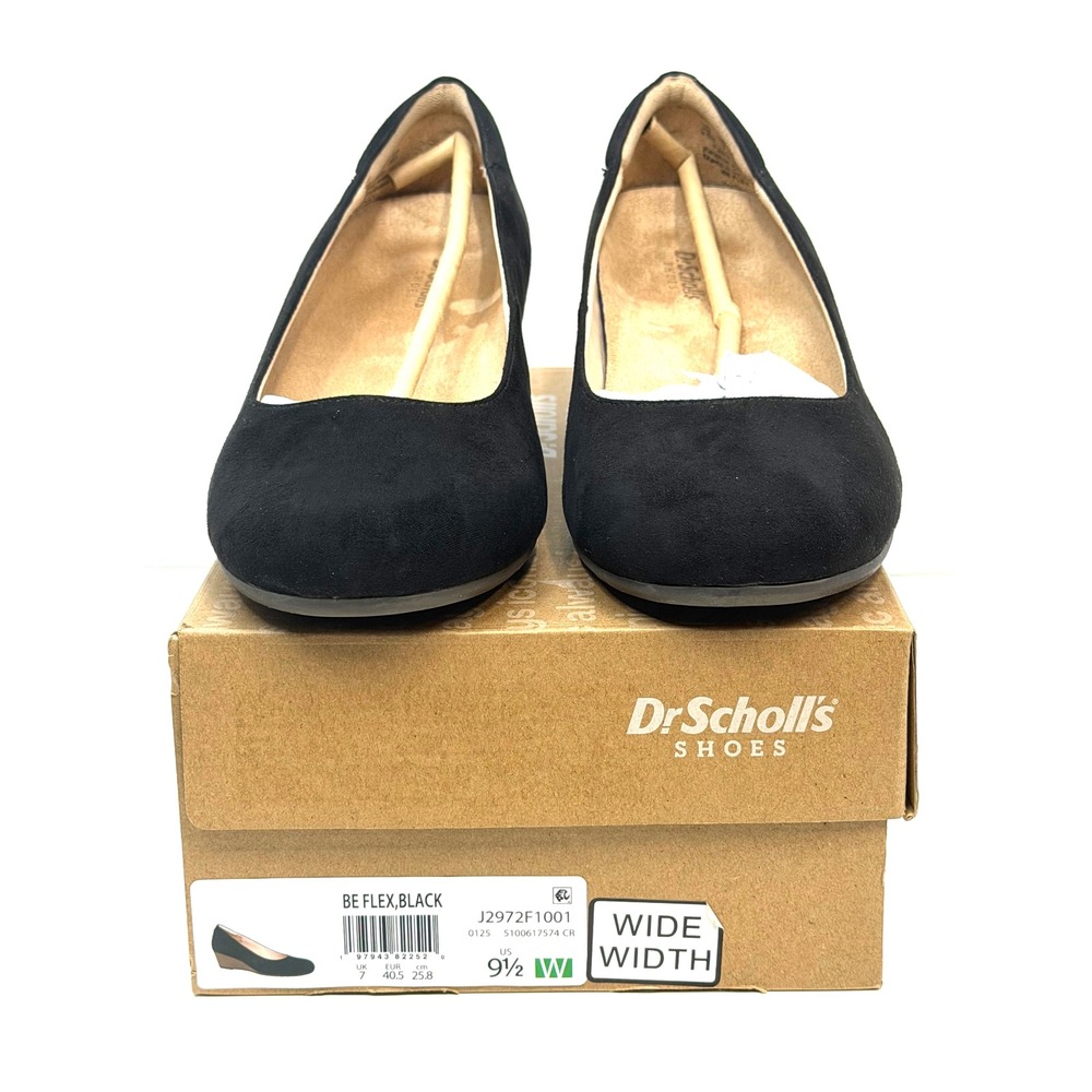 Dr. Scholl's Women Be Flex Round Toe Wedge Pumps Black Microfiber Size 9.5W NWT